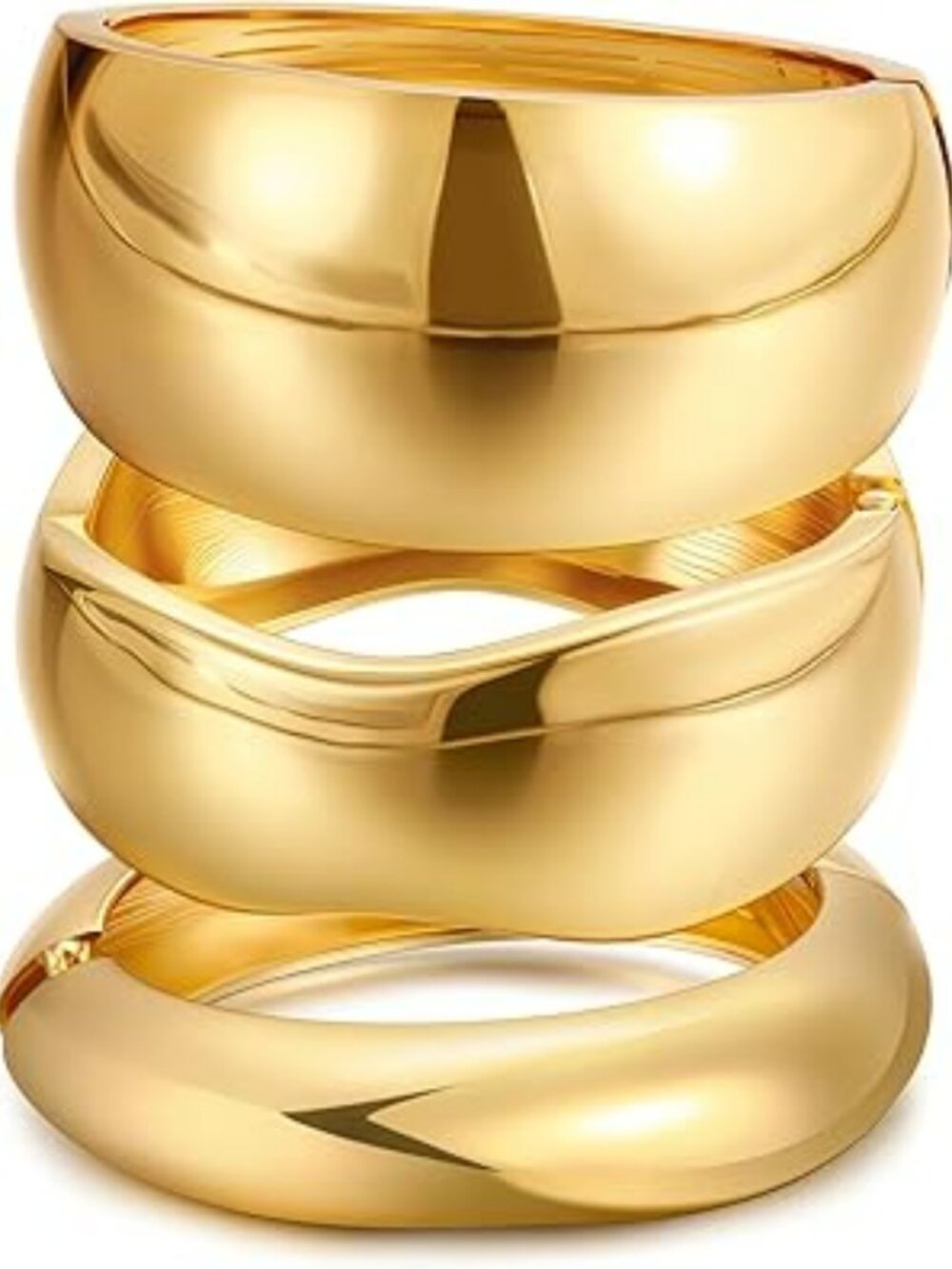 NEW Chunky Gold Bangle Bracelets Dainty 14k Gold Plated Big Stackable Oversized‎